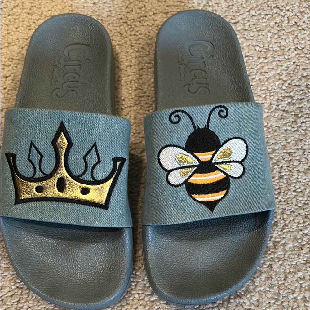 Circus by Sam Edelman Blue and Gold Sandals with Whimsical Designs